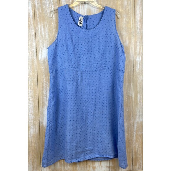 FLAX Shift Dress Size Medium Softened Linen Light Blue Sleeveless Textured - Picture 1 of 7